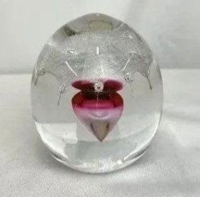 Vintage Studio Ahus Art Glass paperweight  Made in Sweden 1987