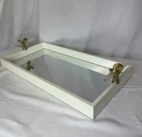 John Richard White Tray with Selenite Handles