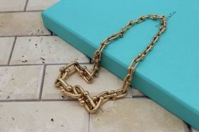 Tiffany & Co. 18K Yellow Gold Hardwear Graduet Link Necklace 18" - Retail $17500