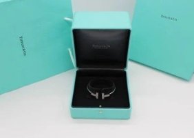 Tiffany & Co. 18K White Gold T Wide Diamond Wire Bangle/Cuff Bracelet - Medium