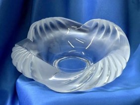 Vintage Lalique France Frosted Crystal Bowl "Aruba" Swirl Pattern