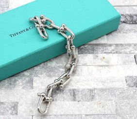 Tiffany and Co. Large Link HardWare Bracelet in White Gold with Diamonds