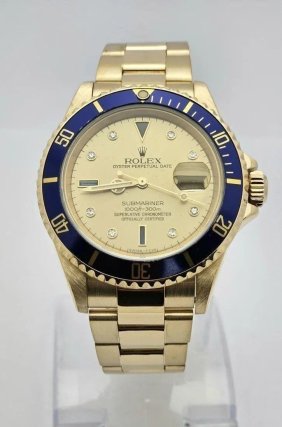 ROLEX SUBMARINER SERTI DIAL 16618 18k SOLID GOLD Year : 1991