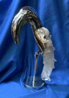Grupo Gal Large Silver/Crystal Art Toucan, c.1970s