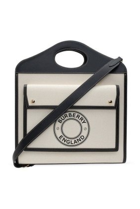 BURBERRY Large Shoulder Bag Handbag 2WAY Natural Black