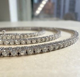 Women's Necklace TW 5.52 cts Diamond Round GH SI, w/g 14k