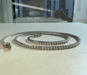 Women's Necklace TW 4.31 cts Diamond Round GH SI, w/g 14k