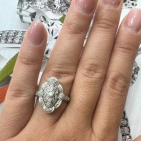 RING OLD FASHION STYLE WITH DIAMONDS 1.0 CT W/G 14KW