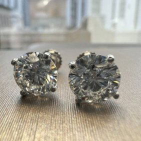 TW 4.02 CT STUDS LAB GROWN DIAMIONDS ROUND EF VS1, WG 14K
