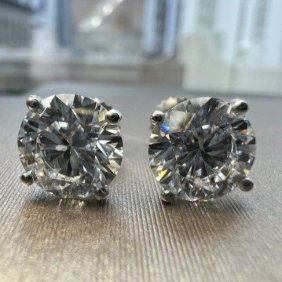 TW 4.19 CT STUDS LAB GROWN DIAMIONDS ROUND E VS2, WG 14K