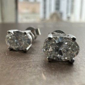 TW 1.53CT STUDS LAB GROWN DIAMOND OVAL G VS WHITE GOLD 14K