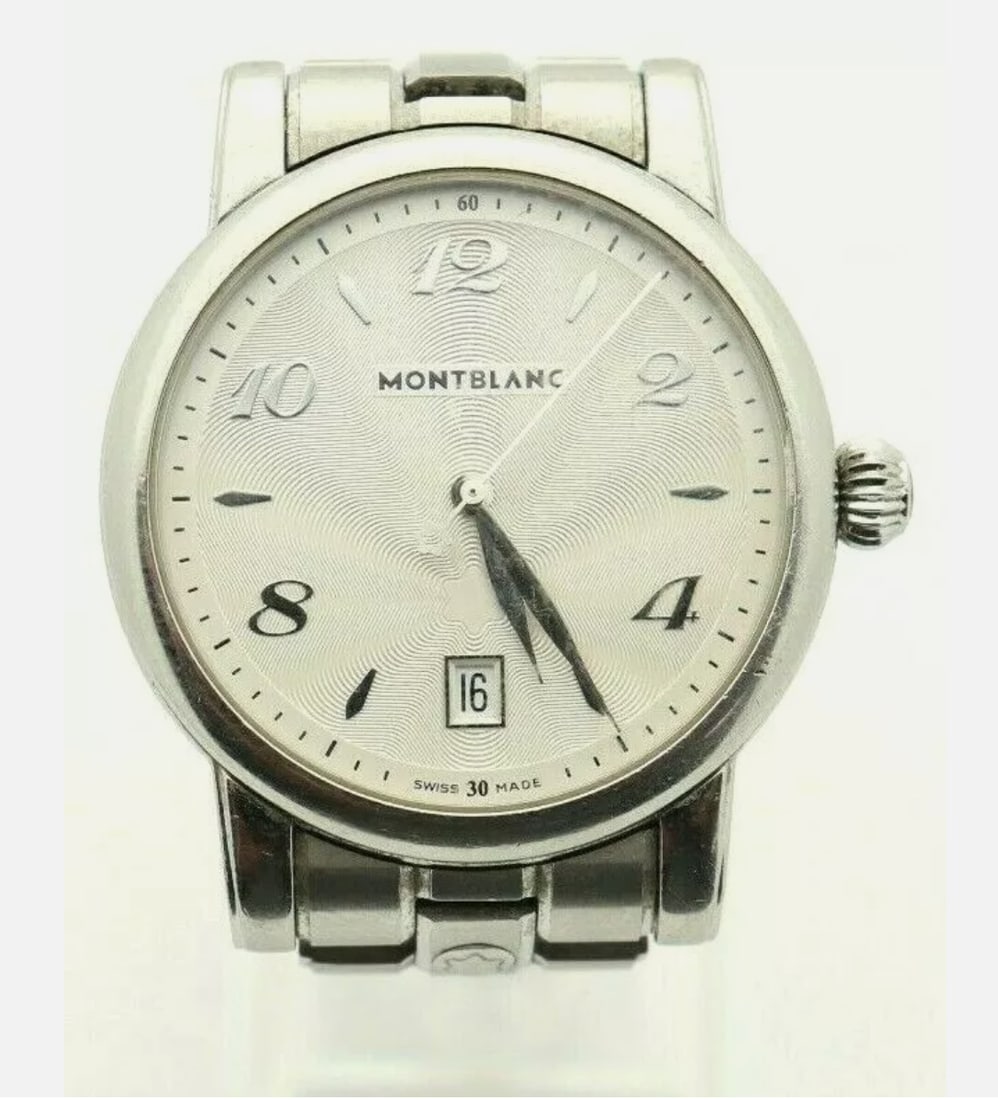Montblanc 108761 Star Date Quartz Men's Silver Dial Watch wrist size: 6.5" (1 of 10)