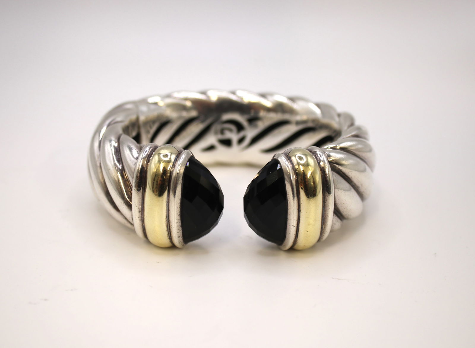 David Yurman Sterling Silver 18K Gold Smokey Quartz Waverly Cuff Bracelet. Size 6 1/4" (15.9cm) (1 of 8)