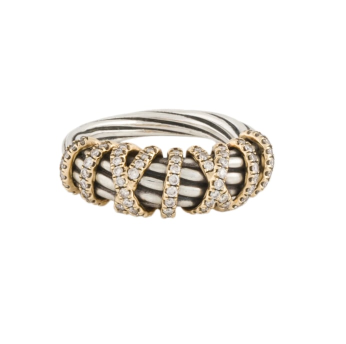 David Yurman Ring Two-Tone Diamond Helena. Size 7.25 (1 of 4)