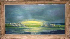 Florida Highwaymen Mary Ann Carroll RARE painting on masonite board. 24.8"x 48.8"