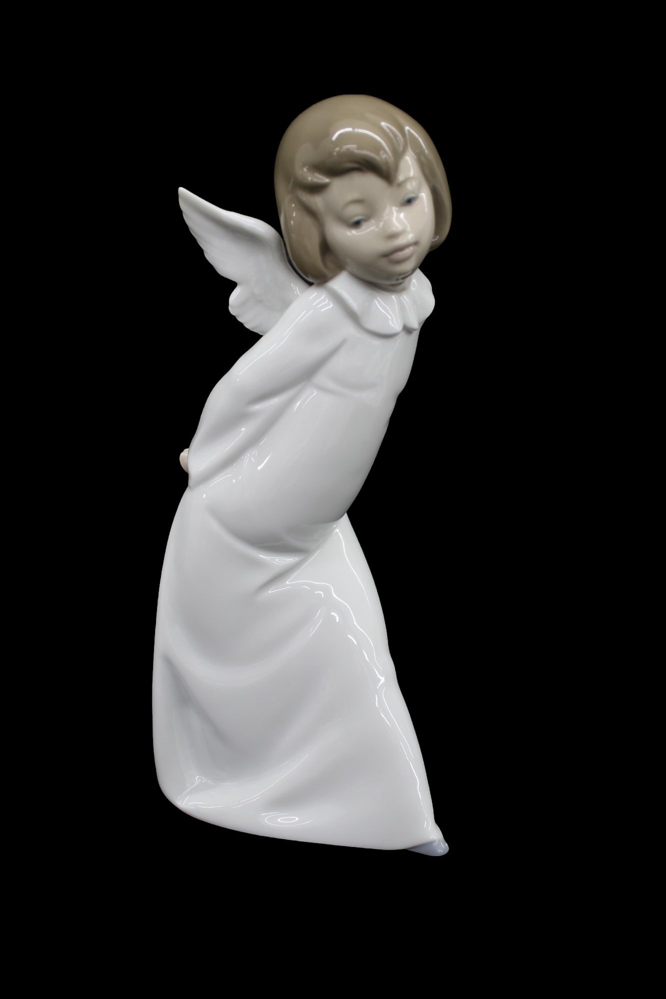 Lladro Original Porcelain "Curious Angel" Sculpture: Lladro Porcelain "Curious Angel" Sculpture