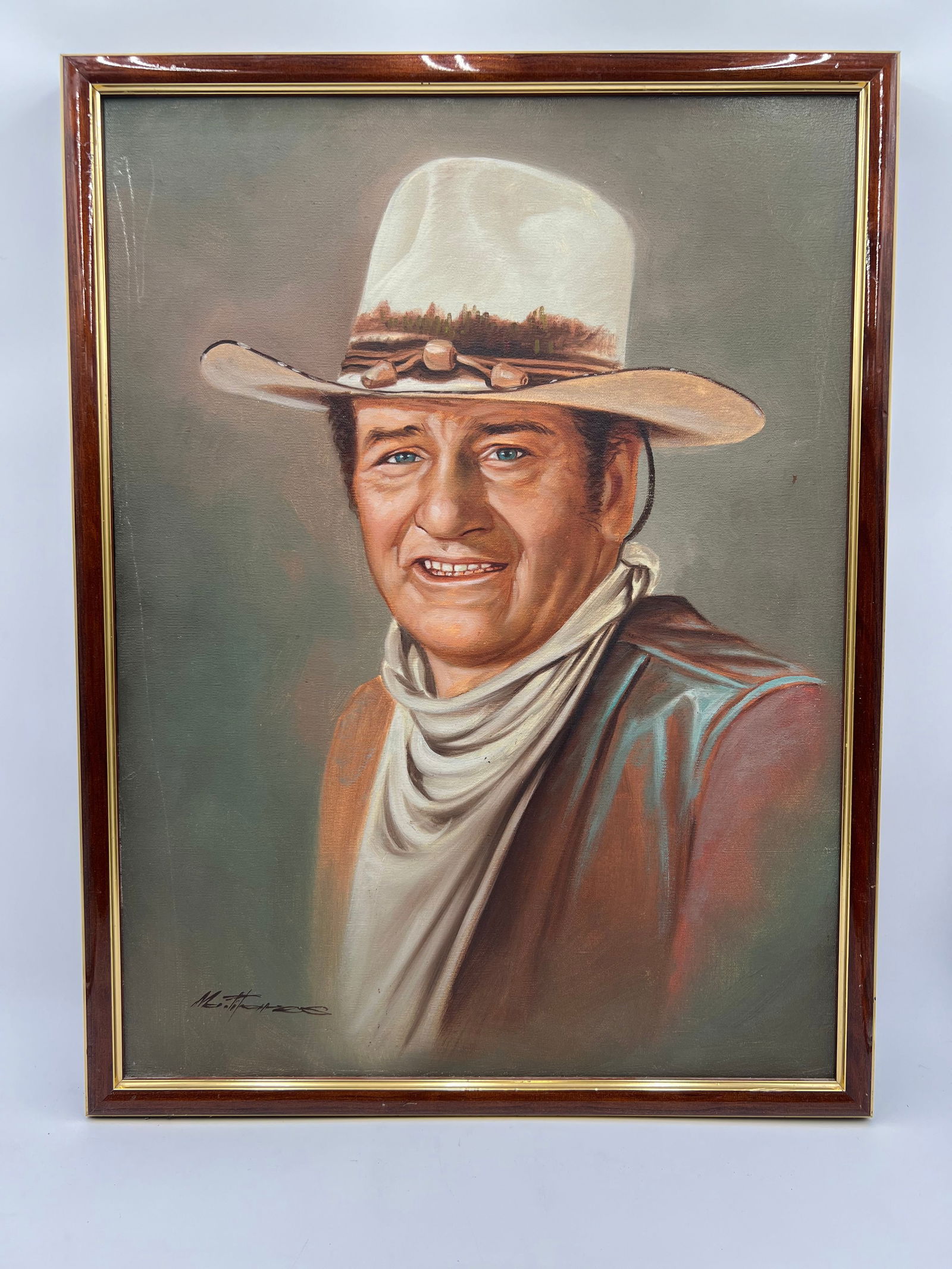 Vintage Original Oil Painting of John Wayne. Signed by the artist. (1 of 8)