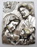 "Holy family" hand-carved with alabaster powder and silver 925 laminated