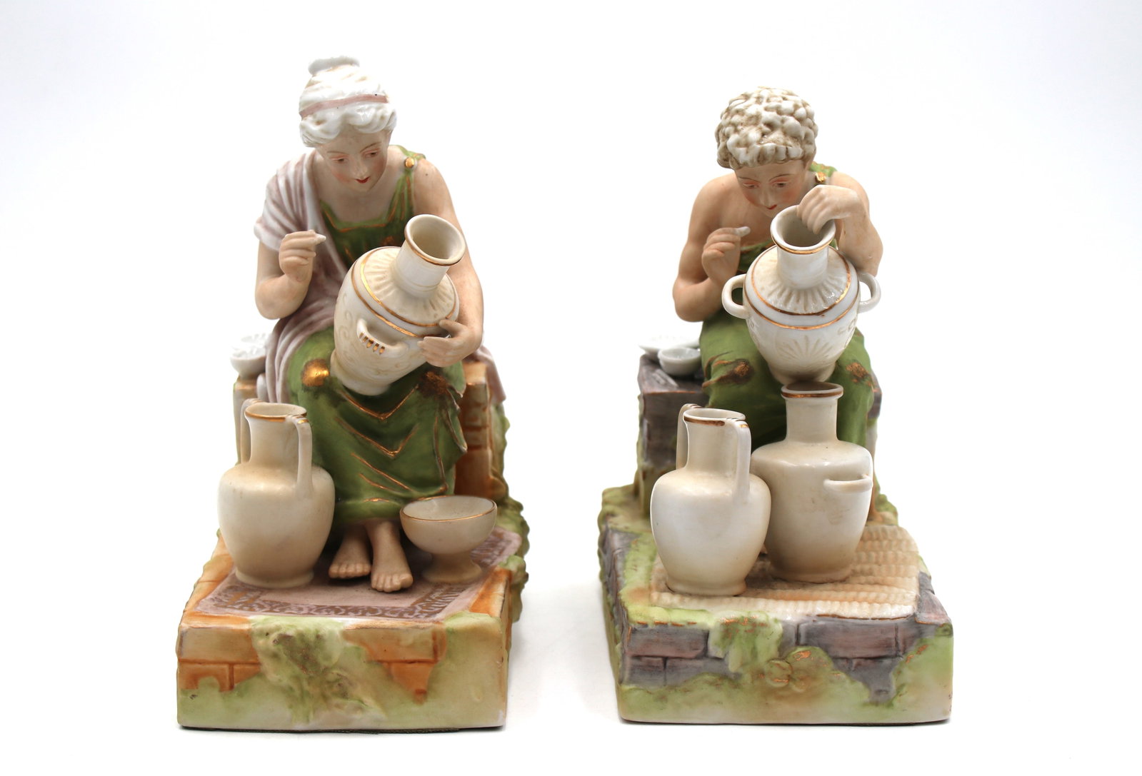 Sylvan Fine Porcelain Figurines - Women making pottery. Both marked on the bottom: Sylvan Fine Porcelain Figurines : Vintage Sylvan China, 1900-1904, Continental Merchandise Co., Inc. Japan. These are beautiful statues of women making pottery. This piece has great detail and is a Fi