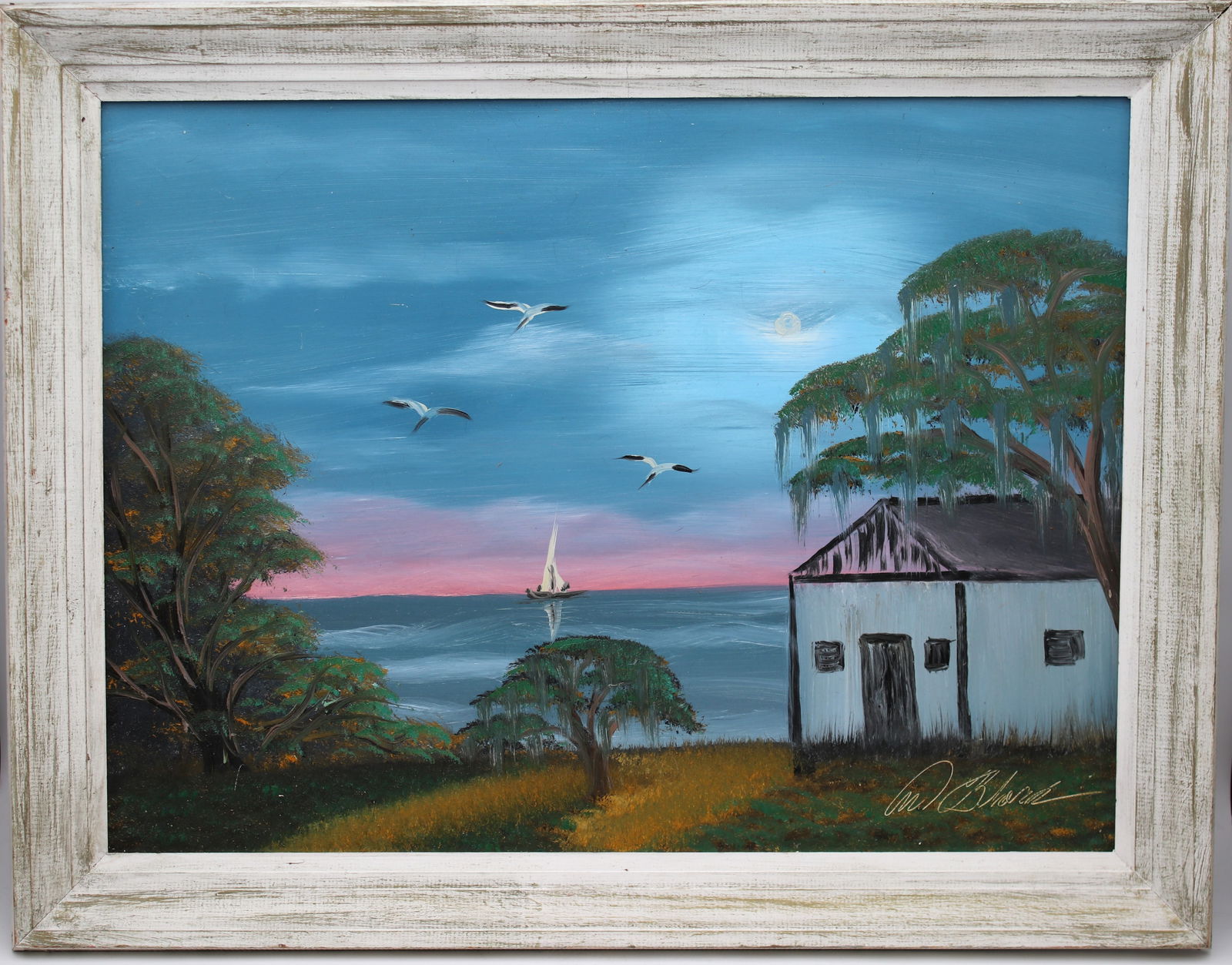 Florida Highwaymen Al Black (b. 1947) Oil on Board painting. Without frame: 16.8" x 23". Signed (1 of 8)