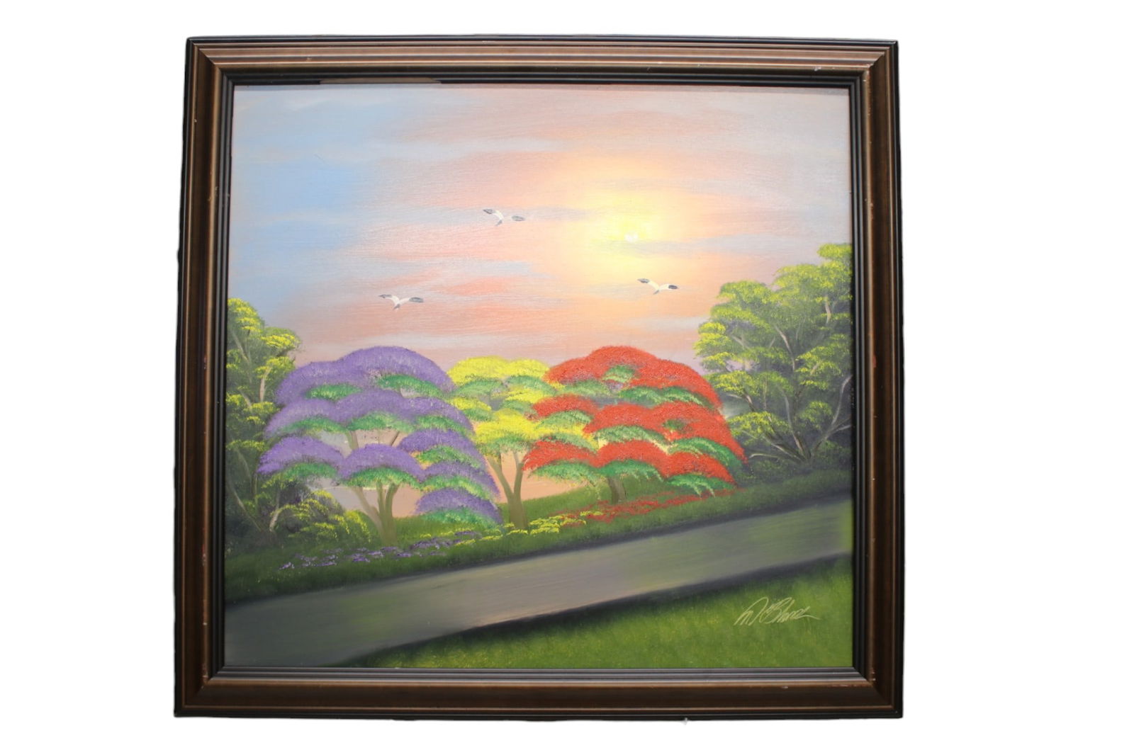 Al Black (b. 1947) Florida Highwaymen Oil On Board Painitng. Signed. 39.5" x 41.5" with frame (1 of 9)