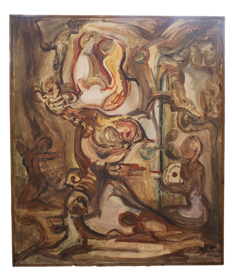 Domingo Ravenet Esquerdo (Cuba 1905-1969) "Figuras en sepia" ("Figures in sepia") Oil on Canvas (1 of 10)