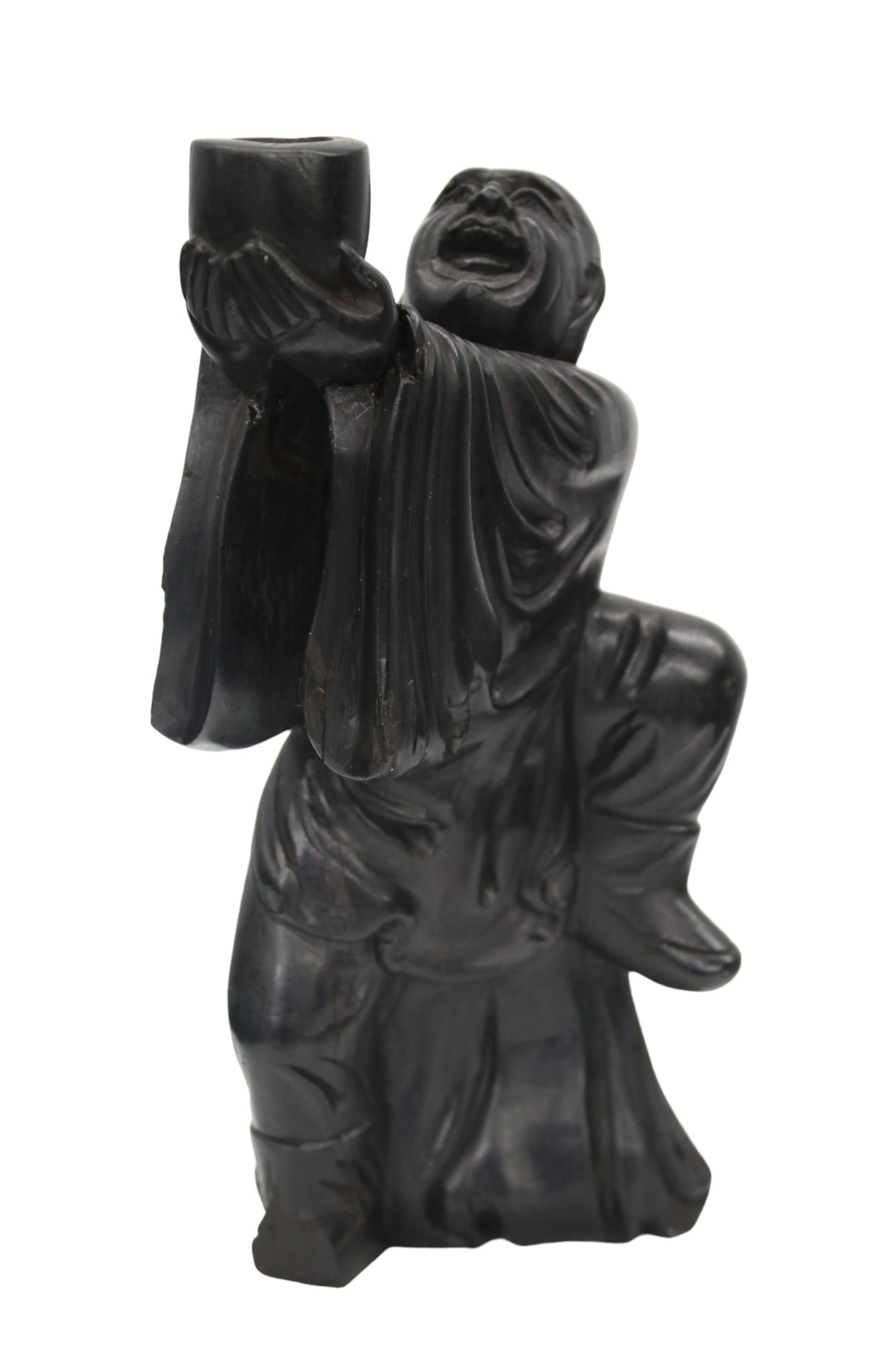 Antique Chinese Carved wood Figure of a Standing Man Holding up a Cup 19th century (1 of 5)