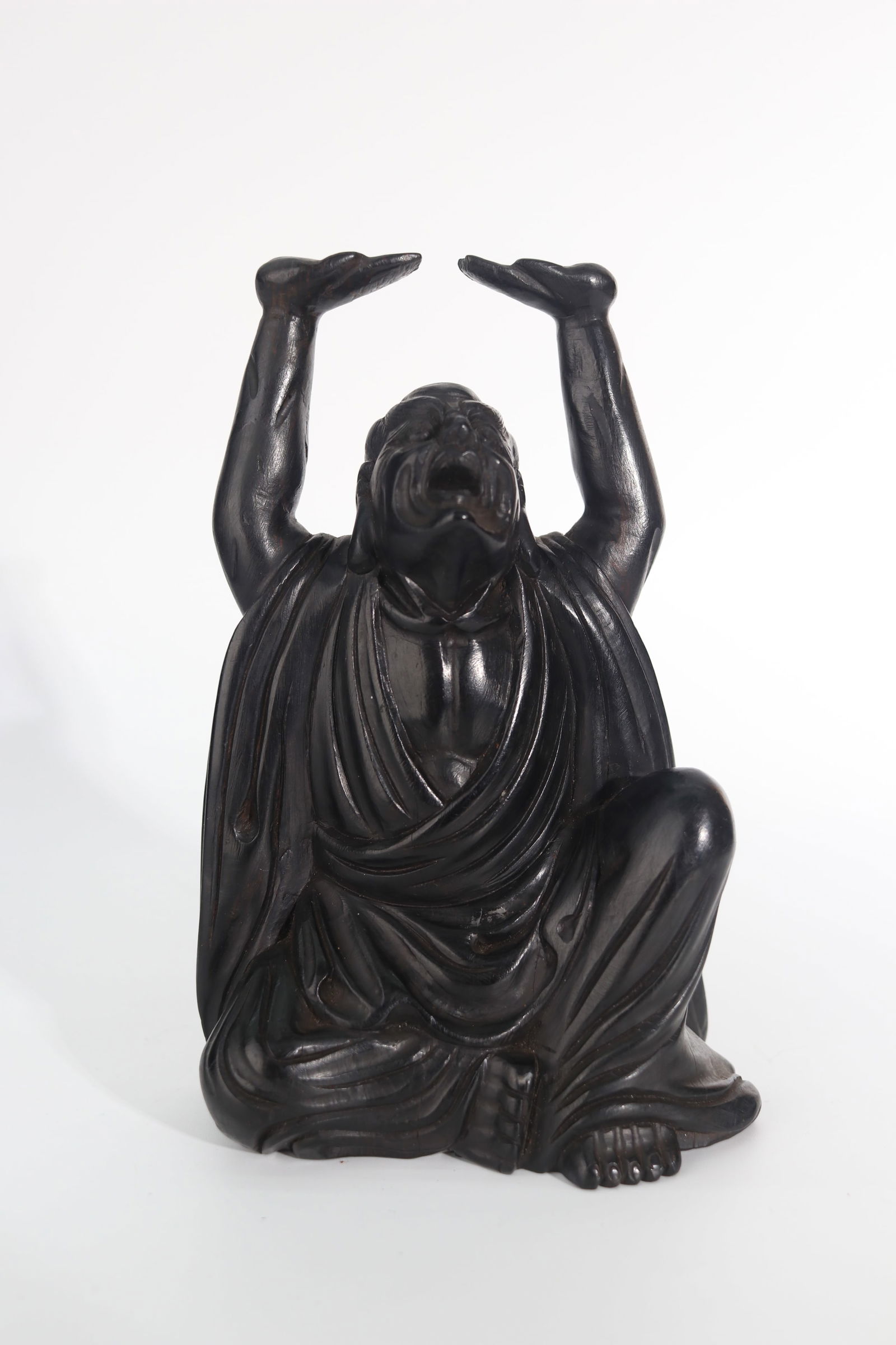 Antique Chinese Carved wood Figure of a Sitting Old Man 19th century (1 of 6)