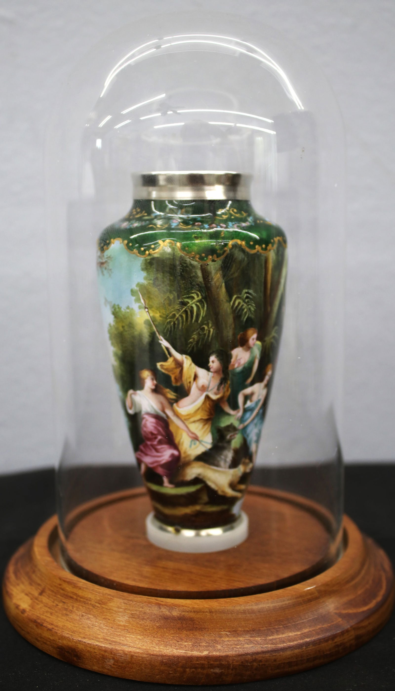 Antique Exquisite Hand-Painted Enamel and SS French Vase (1 of 11)