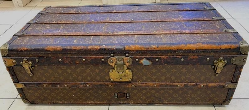 LOUIS VUITTON LARGE MONOGRAM STEAMER TRUNK ANTIQUE 1900-1920 LUGGAGE (1 of 19)