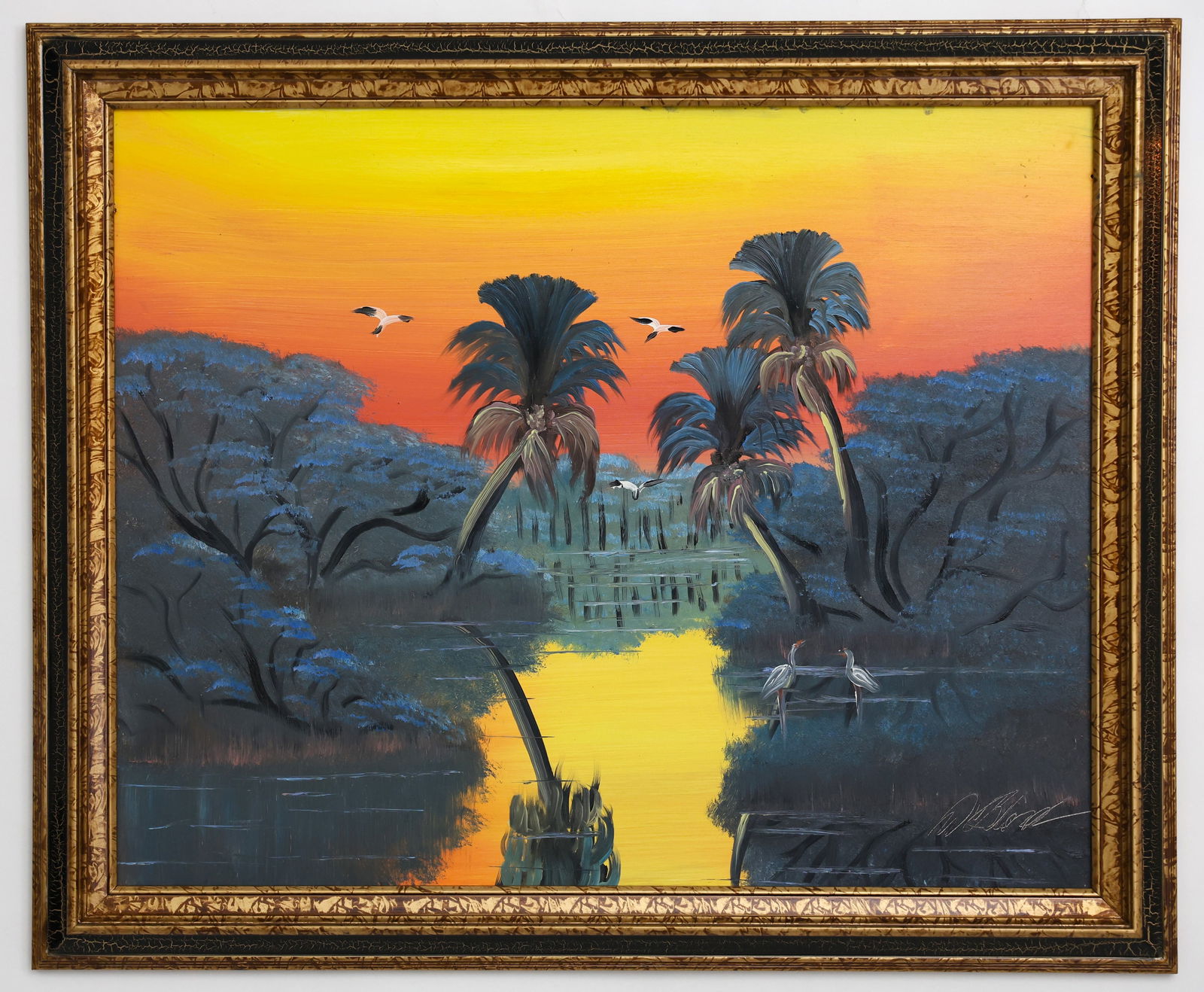 AL BLACK FLORIDA HIGHWAYMEN OIL ON MASONITE PAINTING (1 of 3)