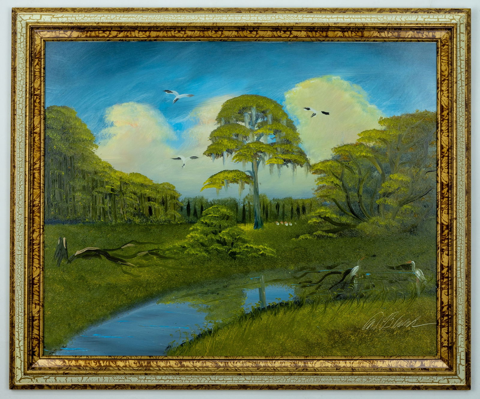 AL BLACK FLORIDA HIGHWAYMEN OIL ON MASONITE PAINTING (1 of 3)