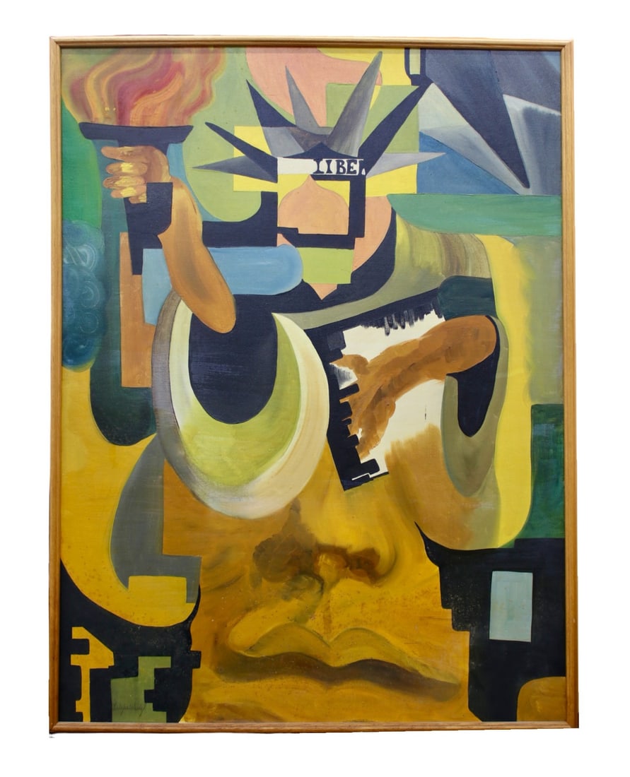 OIL ON CANVAS ABSTRACT PAINTING "STATUE OF LIBERTY". ATTRIBUTED TO FELIPE MICHEL, (1 of 16)
