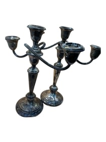 2PCS GORHAM VINTAGE WEIGHTED STERLING CANDLEHOLDERS.