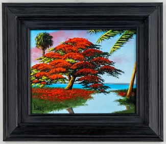 KELVIN HAIR, 2ND GEN FLORIDA HIGHWAYMEN OIL ON CANVAS PAINTING