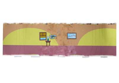 COLLECTIBLE HECKLE AND JECKLE ANIMATION VINTAGE TV CARTOON PRODUCTION ART BACKGROUND