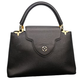 LOUIS VUITTON BLACK TAURILLON LEATHER CAPUCINES MM BAG