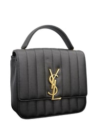 SAINT LAURENT BLACK LAMBSKIN MATELASSE MEDIUM MONOGRAM VICKY CHAIN BAG
