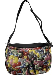 CHRISTIAN DIOR MULTICOLOR X KENNY SCHARF JACQUARD PRINTED SOFT SADDLE BAG