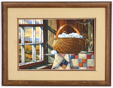 KRENCH "MORNING EGGS" WATERCOLOR ON PAPER PAINTING