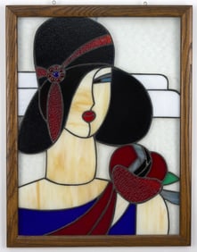 STAINED GLASS WOMAN PORTRAIT