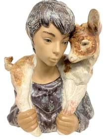 LLADRO PORCELAIN FIGUTINE, BOY WITH A BABY GOAT