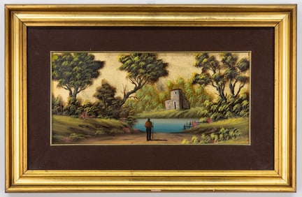 FRAMED PAINTING LANDSCAPE. SIGNED