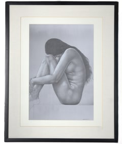 FRAMED PRINT BY HERNAN MIRANDA FILLED WITH GRAPHITE.  SIGNED