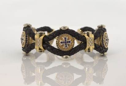 SAINTS RAW 18K WHITE AND YELLOW GOLD BRACELET 62.38g