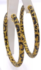 JACOB & CO. 18K YELLOW GOLD LEOPARD HOOP EARRINGS