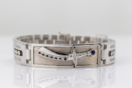 MASON WHITE 14K GOLD BRACELET WITH DIAMONDS AND SAPPHIRES 69 GRAM