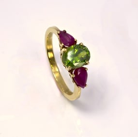 RUSSIAN ANTIQUE 14K GOLD RING 1.35 Ct GIA CERTIFIED NATURAL DEMANTOID GARNET