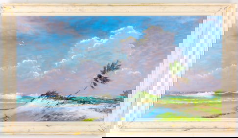 HAROLD NEWTON FLORIDA HIGHWAYMEN OIL ON UPSON BOARD PAINTING