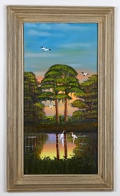 AL BLACK FLORIDA HIGHWAYMEN OIL ON MASONITE PAINTING